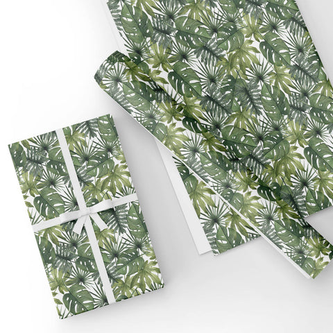 Custom Flat Wrapping Paper for Plant Lover - Tropical Banana Leaf & Monstera Wholesale Wraphaholic