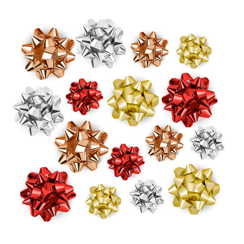 16ct Gift Bows Assort Christmas Colors