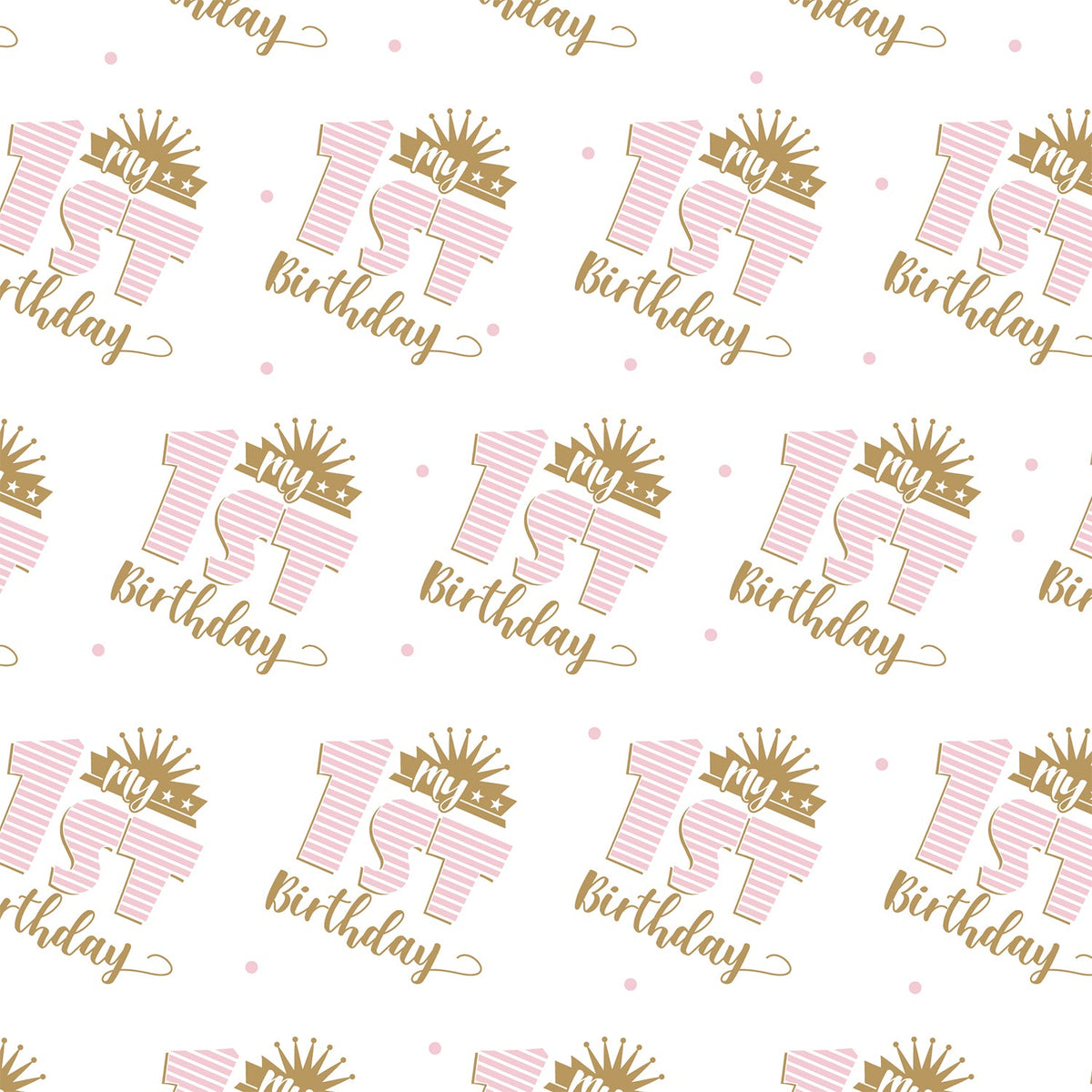 Custom Gift Wrapping Paper Sheets for 1st Birthday Gold Pink