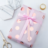 WRAPAHOLIC Pink Polka Dot Reversible Wrapping Paper Jumbo Roll - 24 Inch X 100 Feet