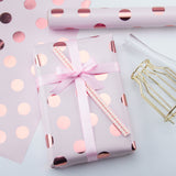 WRAPAHOLIC Pink Polka Dot Reversible Wrapping Paper Jumbo Roll - 24 Inch X 100 Feet