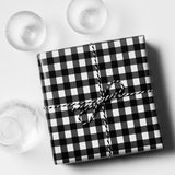 WRAPAHOLIC 30 Inch Reversible Wrapping Paper Roll -Black and White Plaid Design