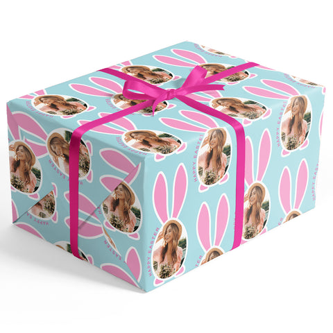 23inch_Custom_Family_Photo_Wrapping_Paper_Pink_Rabbit_Easter
