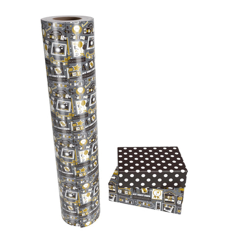 WRAPAHOLIC Graduation Reversible Wrapping Paper Jumbo Roll - 24 Inch X 100 Feet