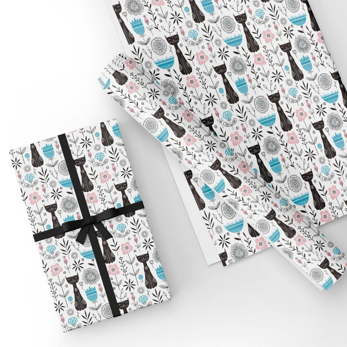 Custom Flat Wrapping Paper for Birthday, Wedding - Sketch Flower