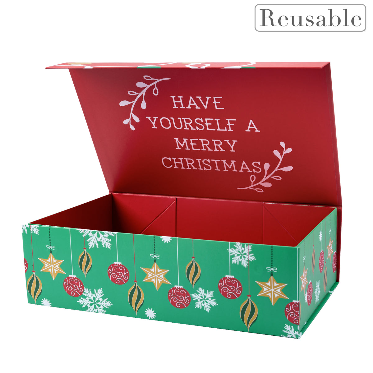 WRAPAHOLIC 1 Pcs Christmas Gift Box with Lid - 14x9x4.3 Inches  Black and Gold Stripe Design Gift Box, Collapsible Gift Box with Magnetic  Closure and 2 Pcs Tissue Paper : Health & Household