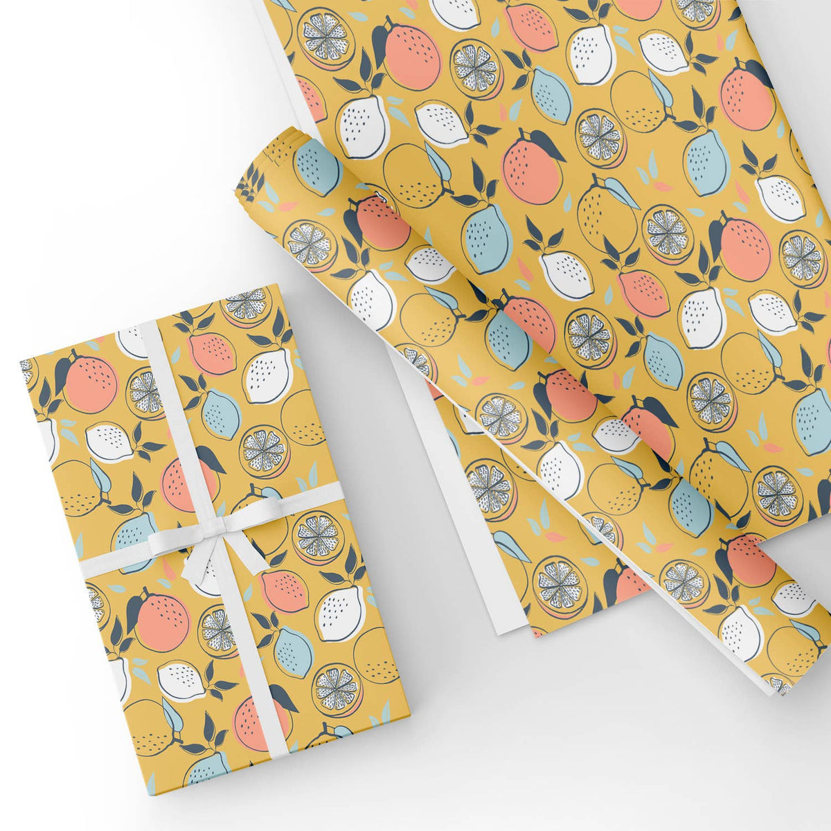 Custom Flat Wrapping Paper for Birthday, Fall - Yellow Leaf on Black –  WrapaholicGifts