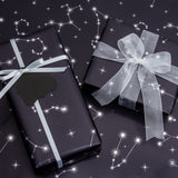 WRAPAHOLIC Reversible Metallic Foil Navy Constellation Wrapping Paper Jumbo Roll  - 24 Inch X 100 Feet