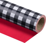 WRAPAHOLIC 30 Inch Reversible Wrapping Paper Roll -Black and White Plaid Design