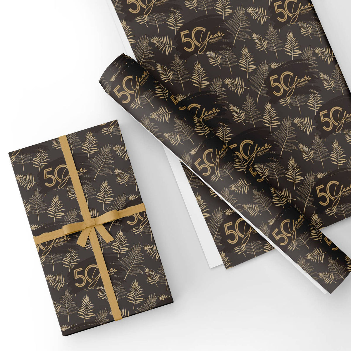 Custom Gift Wrapping Paper Sheets for 50th Birthday - Black and Gold