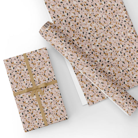 Custom Flat Wrapping Paper for Birthday, Holiday, Baby Showers, Valentine's Day - Boho Pink Terrazzo Wholesale Wraphaholic