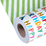 WRAPAHOLIC Reversible Colorful Birthday Wrapping Paper - 30 Inch X 100 Feet Jumbo Roll