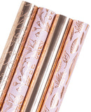 WRAPAHOLIC Wrapping Paper Roll - Metallic Rose Gold and Pink- 4 Rolls