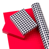 WRAPAHOLIC 30 Inch Reversible Wrapping Paper Roll -Black and White Plaid Design