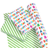 WRAPAHOLIC Reversible Colorful Birthday Wrapping Paper - 30 Inch X 100 Feet Jumbo Roll