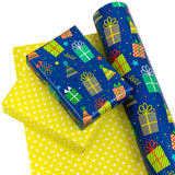 WRAPAHOLIC Reversible Birthday Wrapping Paper with Various Gift Boxes Design - 30 Inch X 100 Feet Jumbo Roll