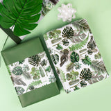 WRAPAHOLIC Reversible Wrapping Paper with Green Monstera Leaf Design - 30 Inch X 100 Feet Jumbo Roll