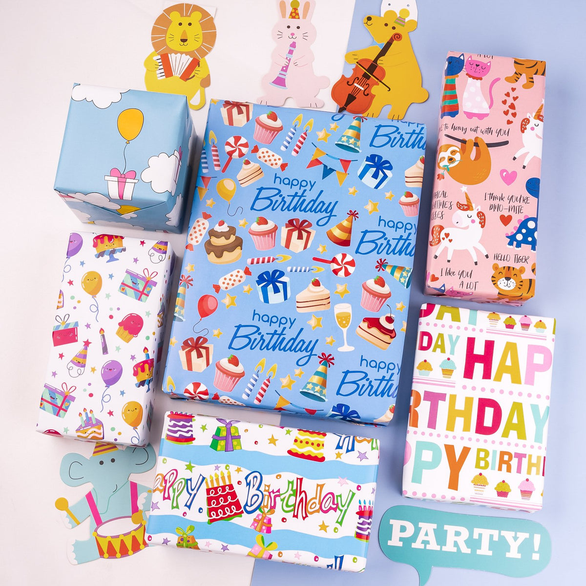 Birthday Gift Wrapping Paper Flat Sheet with Colorful Design - 6pcs/ P –  WrapaholicGifts
