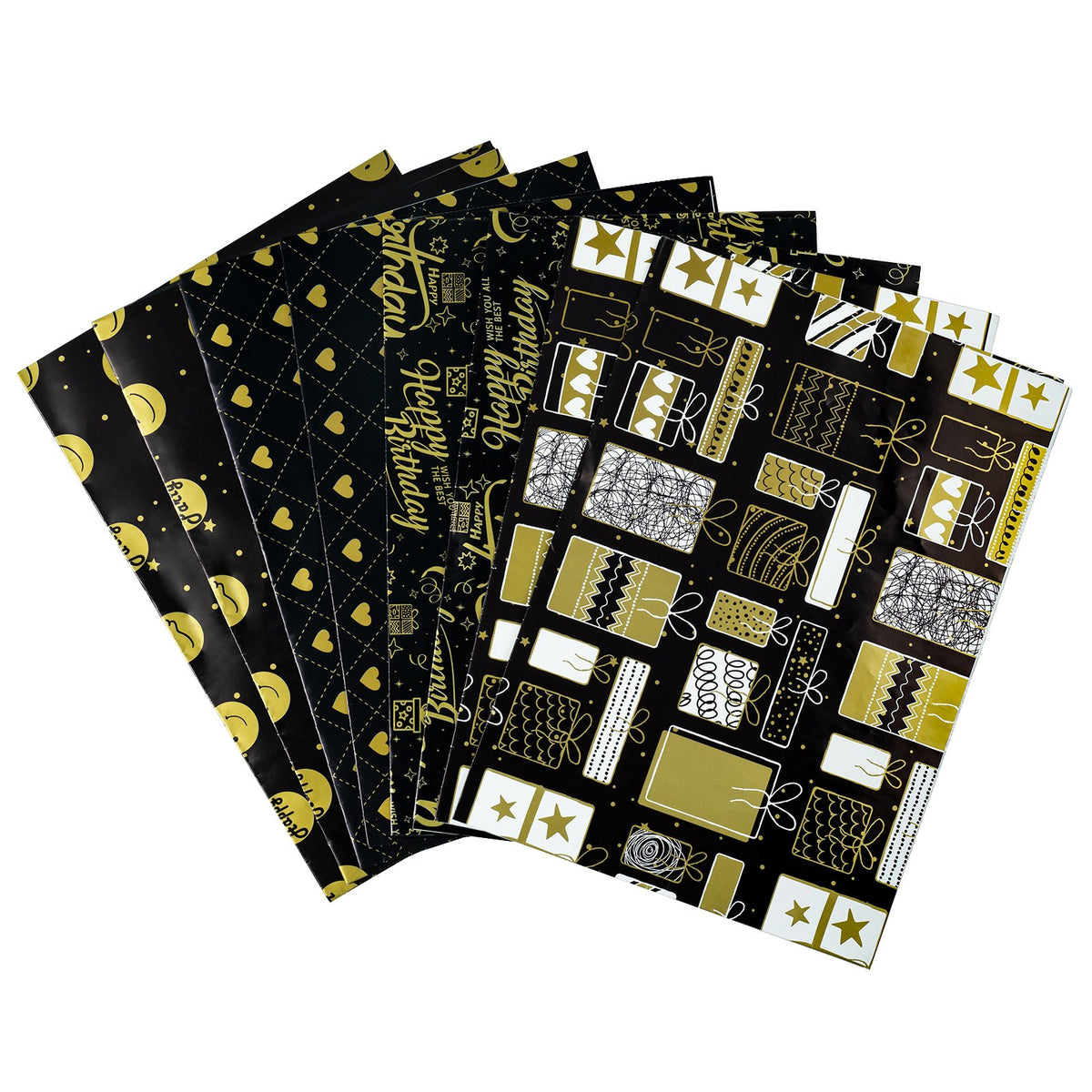 Gold black mud cloth wrapping paper - 2 sheets - COLOURSHOT