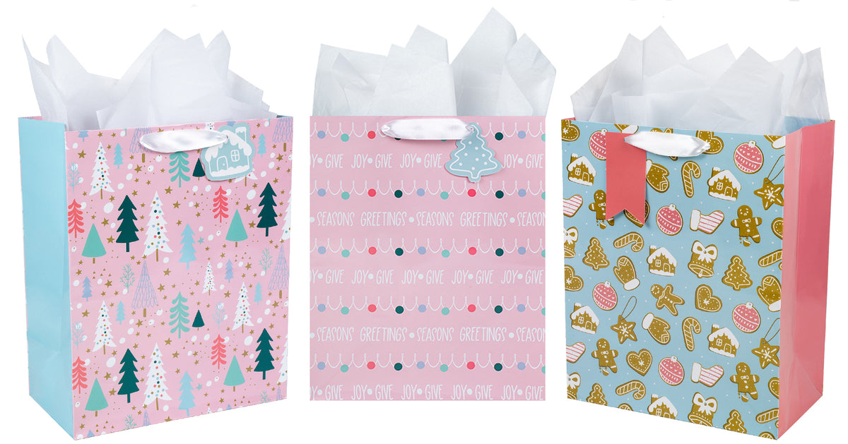 Pink christmas 2025 gift bags