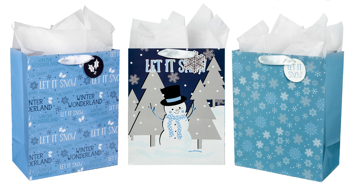 Blue Christmas Wrapping Paper Jumbo Rolls Bundle Kids Cute Winter Snowman  Sno