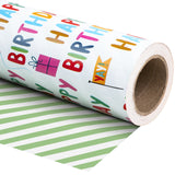 WRAPAHOLIC Reversible Colorful Birthday Wrapping Paper - 30 Inch X 100 Feet Jumbo Roll