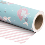 WRAPAHOLIC Reversible Mermaid  Wrapping Paper Jumbo Roll - 24 Inch X 100 Feet