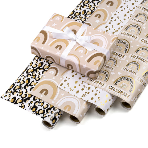 Leopard Gift Wrapping Paper Rolls for Women's Day, All Occasion - 40 x 120 inch x 4 Rolls