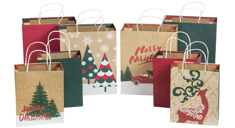 wrapaholic-assort-medium-large-christmas-gift-bags-christmas-trees-pine-trees-deer-red-cars-8-pack-1