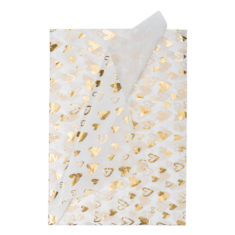 Tissue Paper Christams 25 Sheets Gold Heart