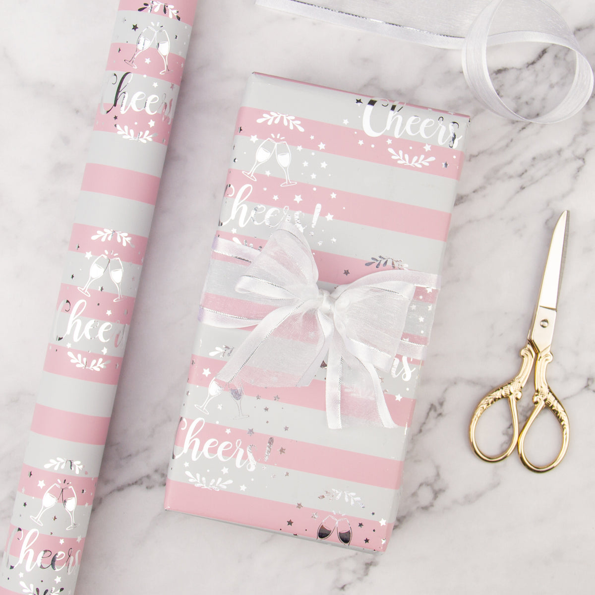 Groovy Pink Flowers Wrapping Paper by Rose Gold