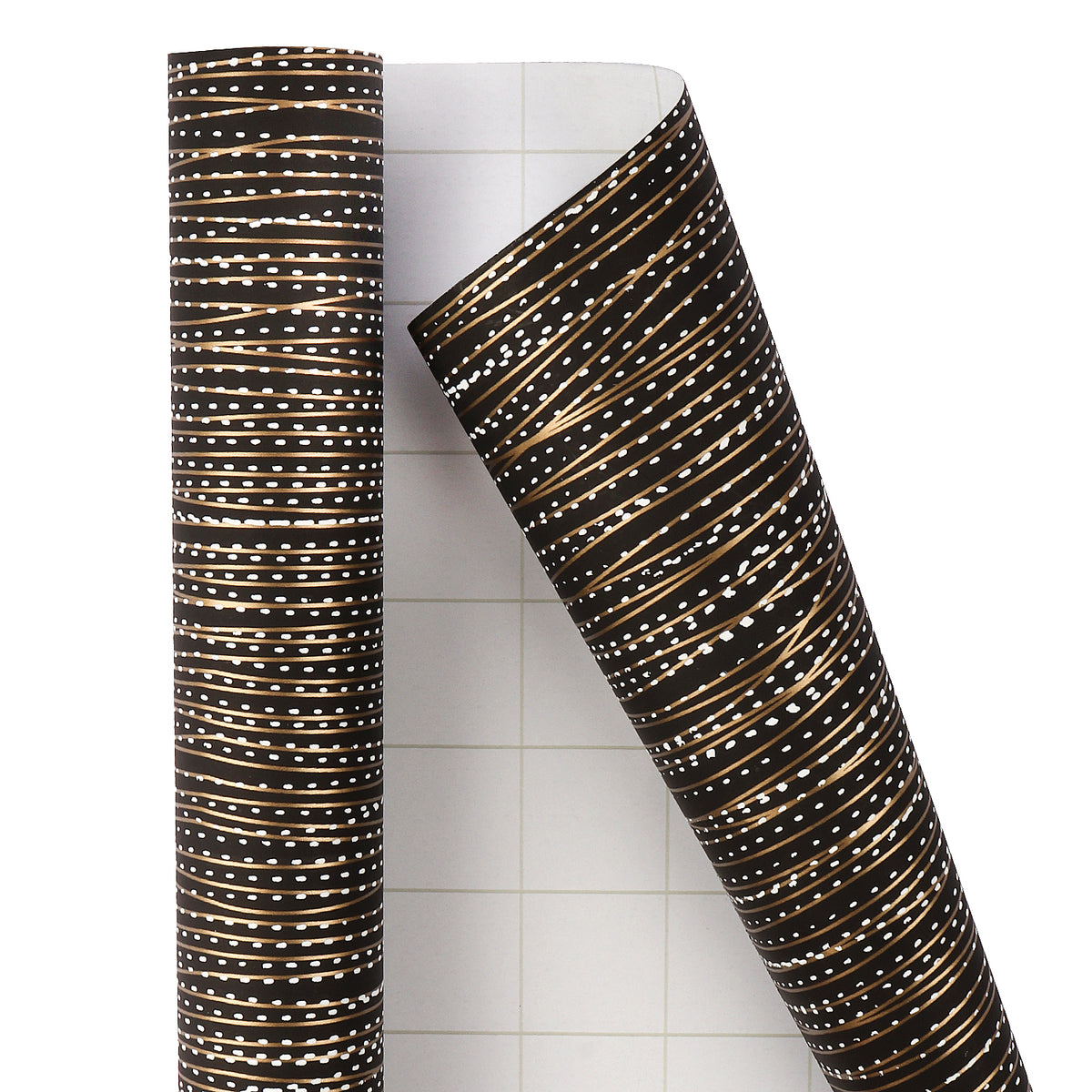 Wrapaholic 3 Different Black Gold Stripe Design Wrapping Paper