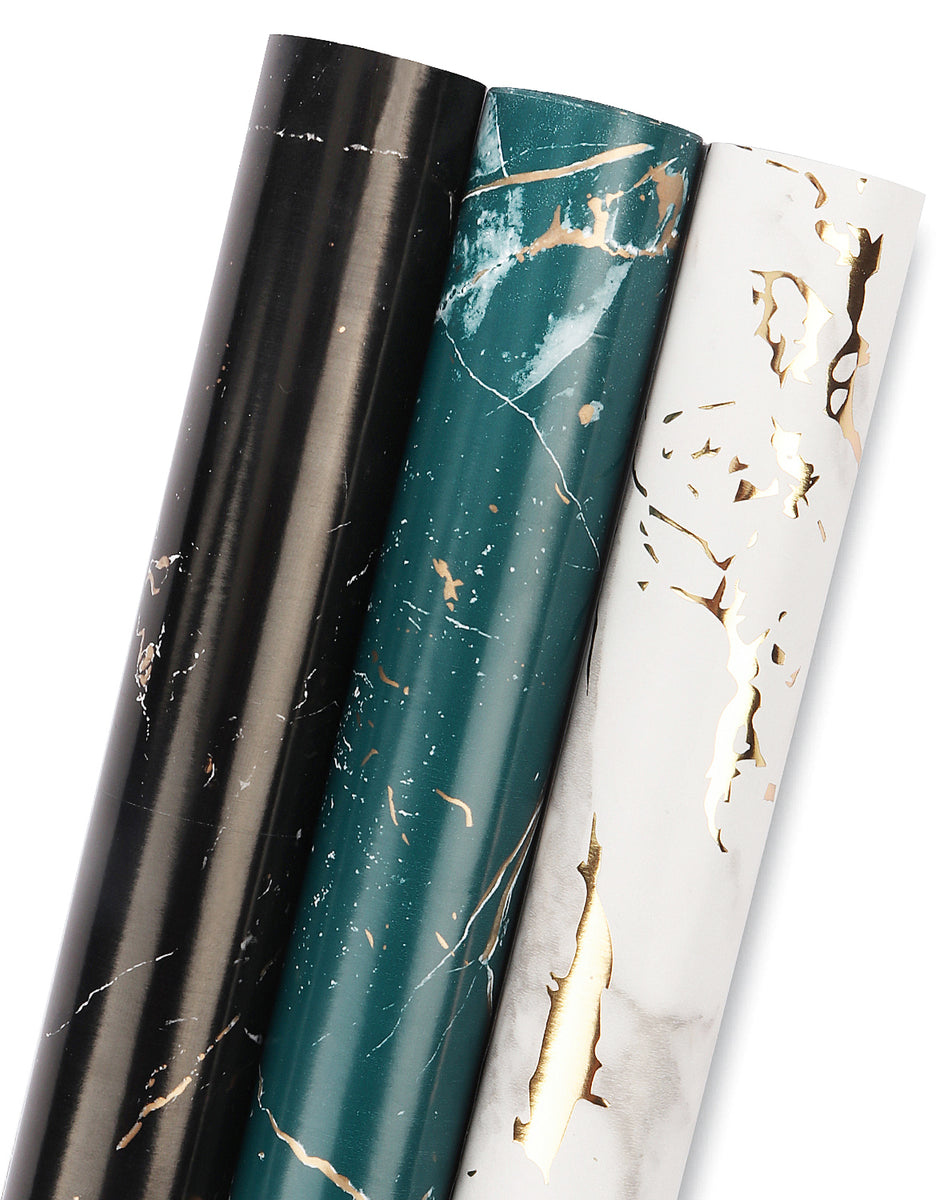 Present Paper Marbleized Silver Gift Wrap | Full Ream 833 ft x 24 in