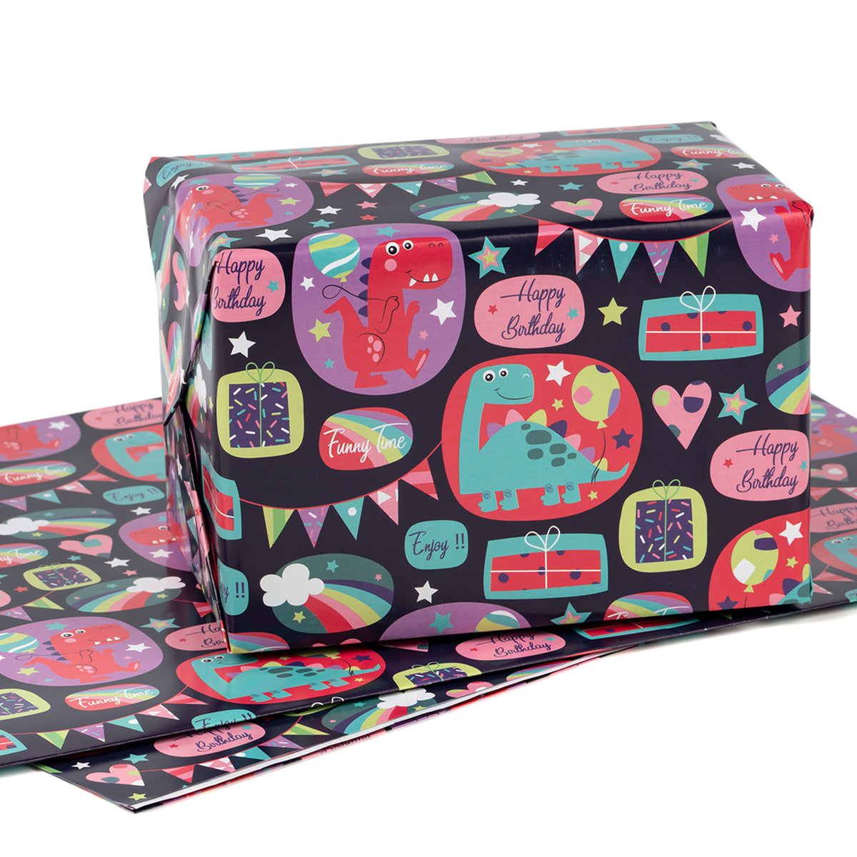 Birthday Gift Wrap Paper Flat Sheet 4pcs/Pack Gift Hat