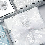 Wrapaholic-Blue -Grid-and-Silver-Snowflake-Design-with- Glitter-Matallic-Foil-Shine-Christmas -Gift-Wrapping- Paper-Roll-4 Rolls-3
