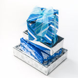 Wrapaholic- Blue-and-Silver- Snowflake-and Stripe-Set-with- Glitter-Metallic-Foil-Shine -Christmas-Gift-Wrapping- Paper-Roll-4 Rolls-4