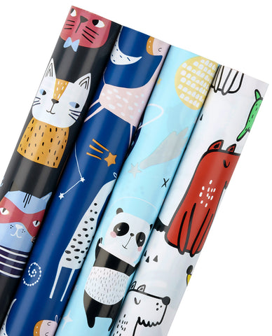 Wrapaholic-Cute Animal-Design -Gift-Wrapping-Paper-Roll-4 Rolls-1