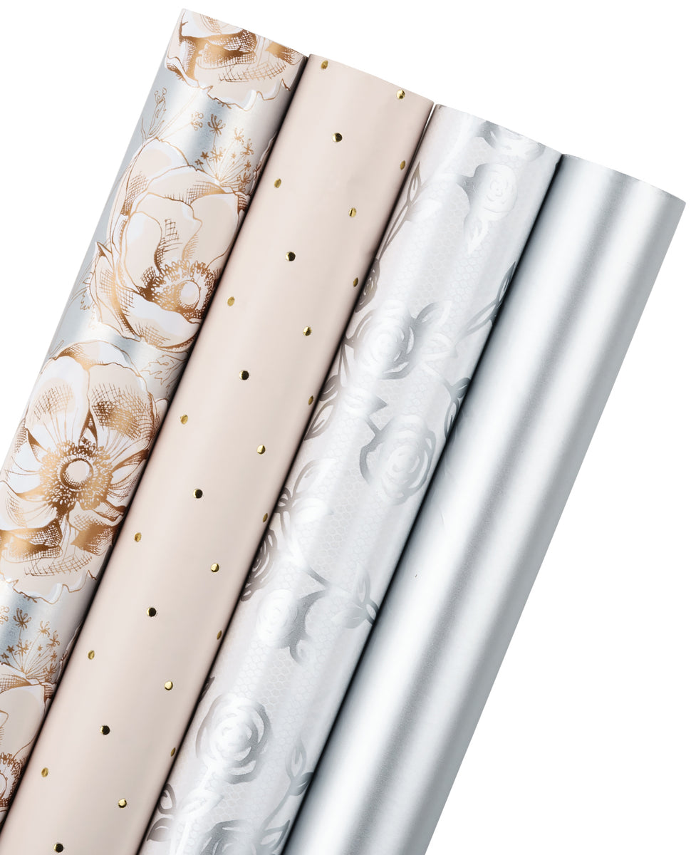 Wrapaholic Silver Pearlized Gift Wrapping Paper Roll-Vintage