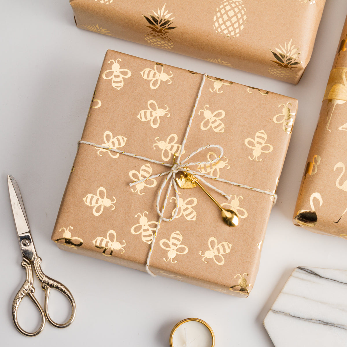 Unicorn Gold Foil Kraft Wrapping Paper Sheets - (4) - 30 x 20 Sheets