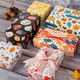 Wrapaholic- Maple-Leaf-and-Pumpkin Autumn-Design-Gift-Wrapping-Paper-Roll-4 Rolls-4