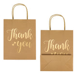 Wrapaholic- Medium-Size -Gift-Bags-Thank -you- Gold-Foil -Brown-Paper- Bags-with-Handles -12 Pack -8 x 4 x 10-2