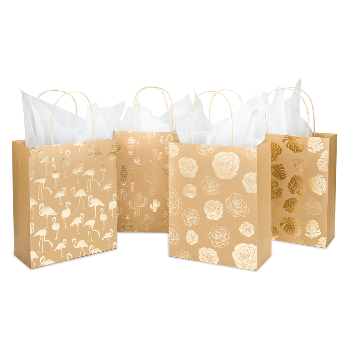 Beverage Gift Bag With Four Sheets Of Tissue Paper Bundle Gold