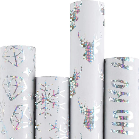 Wrapaholic-Merry-Christmas-Gift-Wrapping-Paper-Roll-Diamond-white-silver