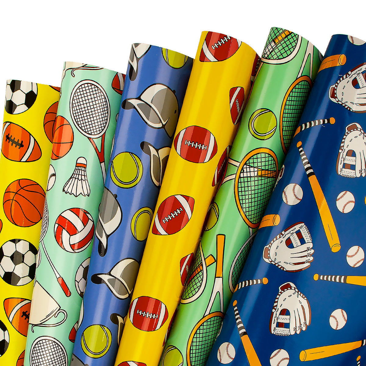Sports Gift Wrap Paper Flat Sheet 6pcs/Roll WrapaholicGifts