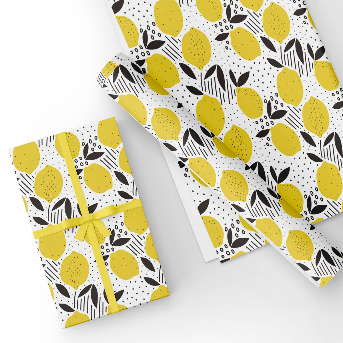 Custom Flat Wrapping Paper for Birthday, Fall - Yellow Leaf on Black –  WrapaholicGifts