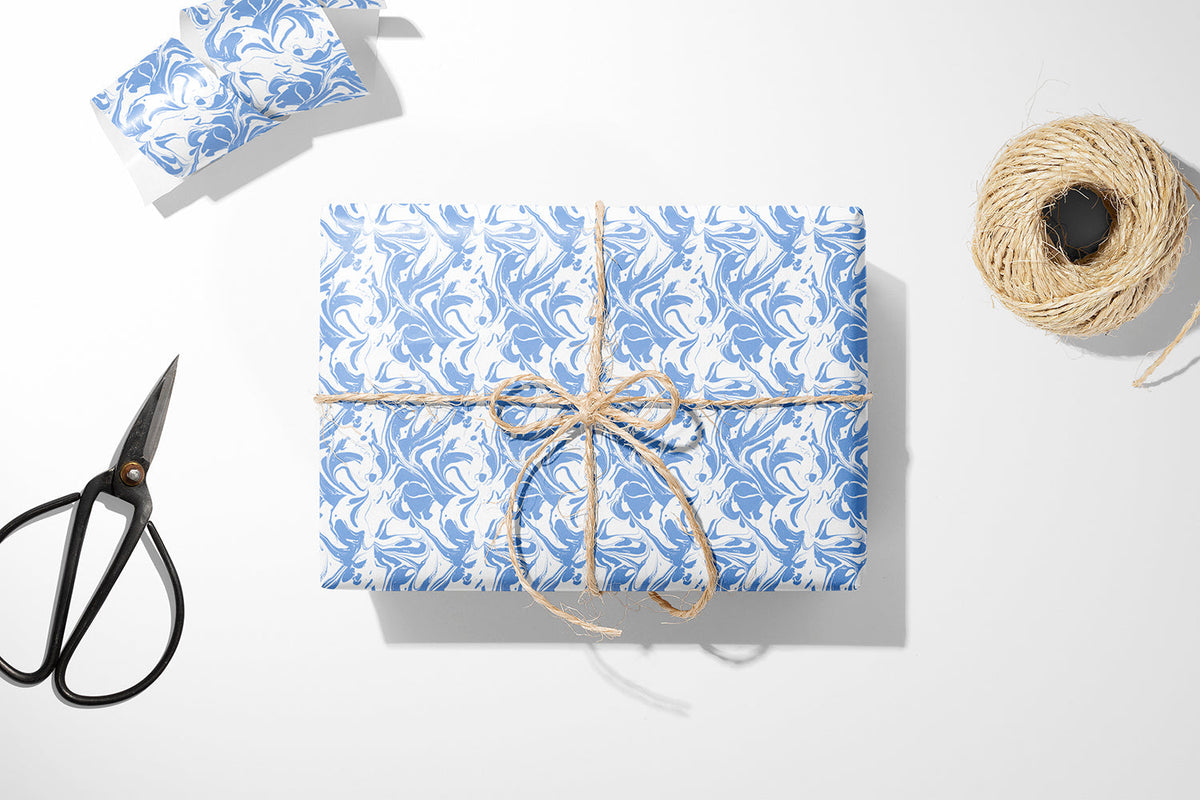 Blue and White Wrapping Paper Cute Wrapping Paper Blue Chinoiserie Gift  Wrap Blue Gift Wrapping Paper Birthday Wrapping Sheets 