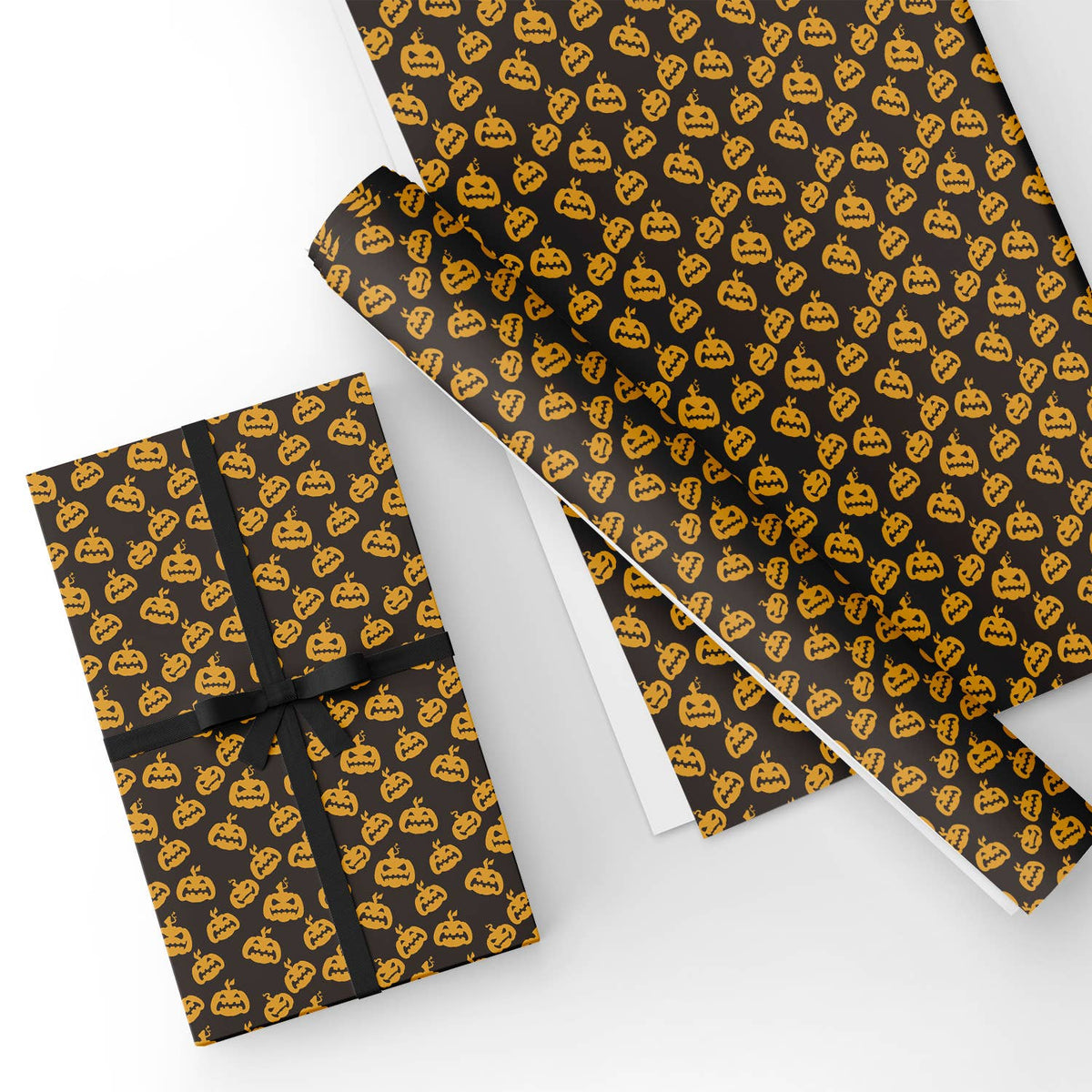 Custom Wrapping Paper Sheets for Happy Halloween - Orange & Black