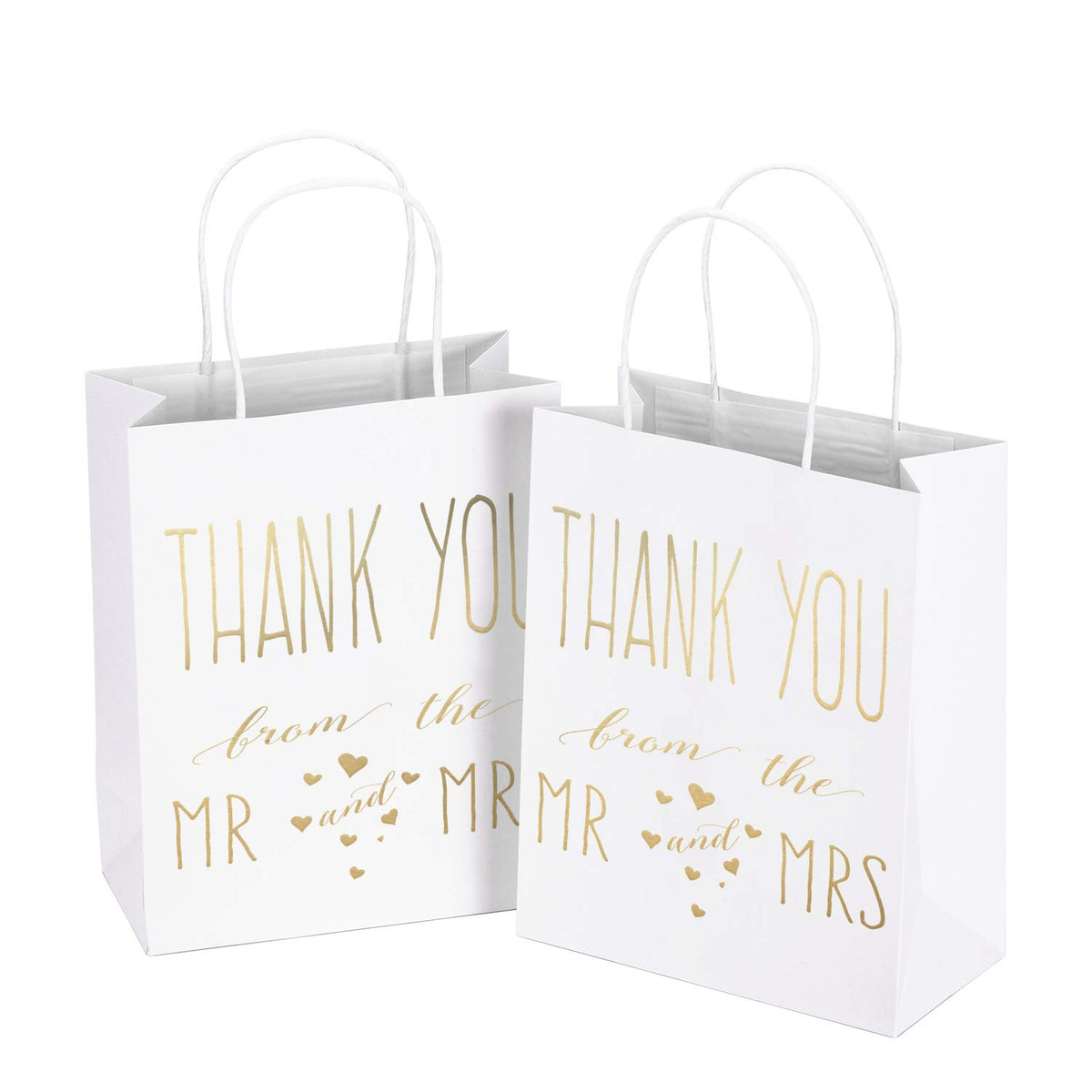 Medium Size Gift Bags - Thank you Gold Foil 12 Pack - 8 x 4 x 10