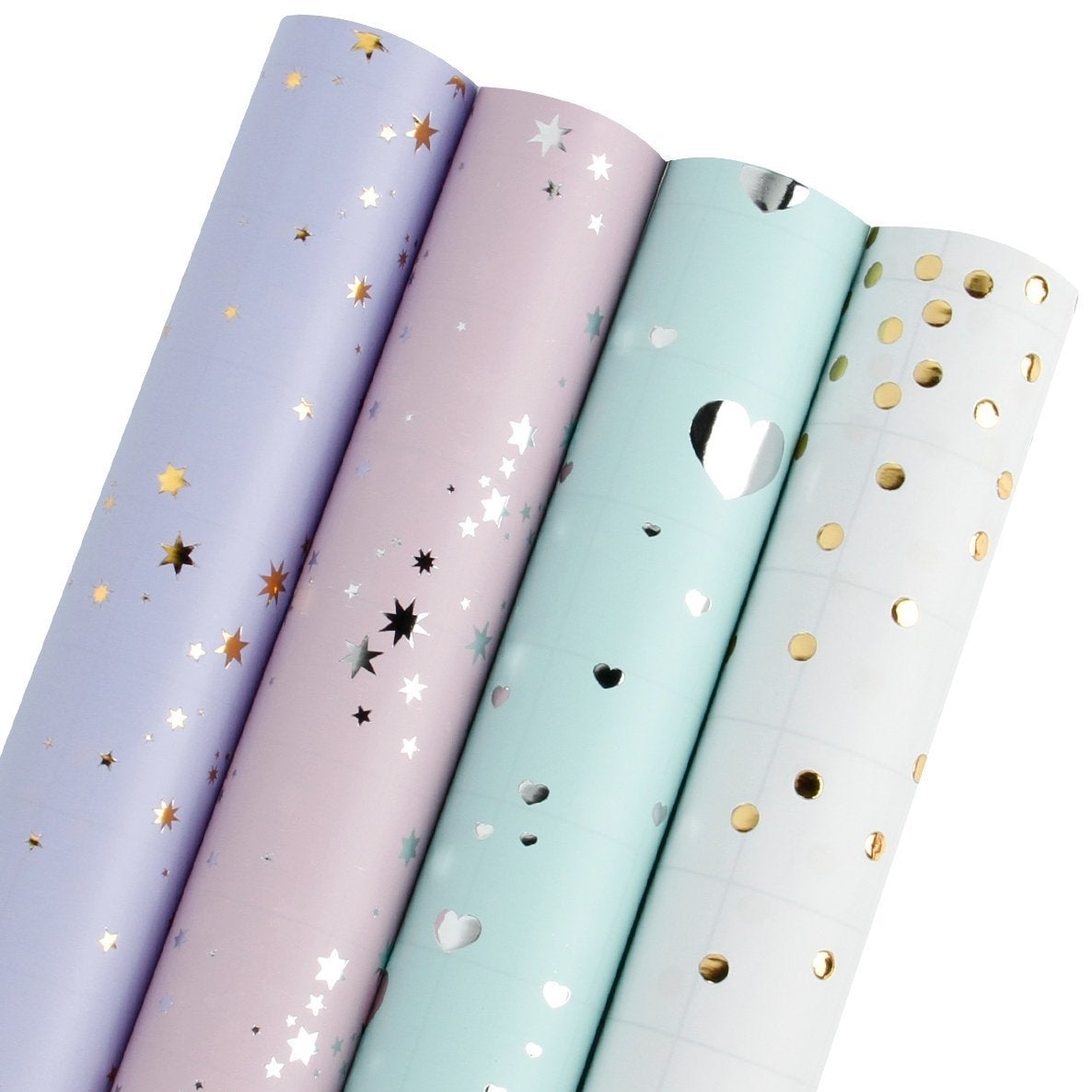 8 Pcs Craft Paper Colorful Star Dots Wrapping Paper Roll for