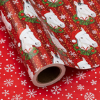 WRAPAHOLIC Christmas Wrapping Paper Roll, 17 Inch x 16.5 Feet, Reversible Holiday Gift Wrap, Double-Sided Christmas Designs for Gifts
